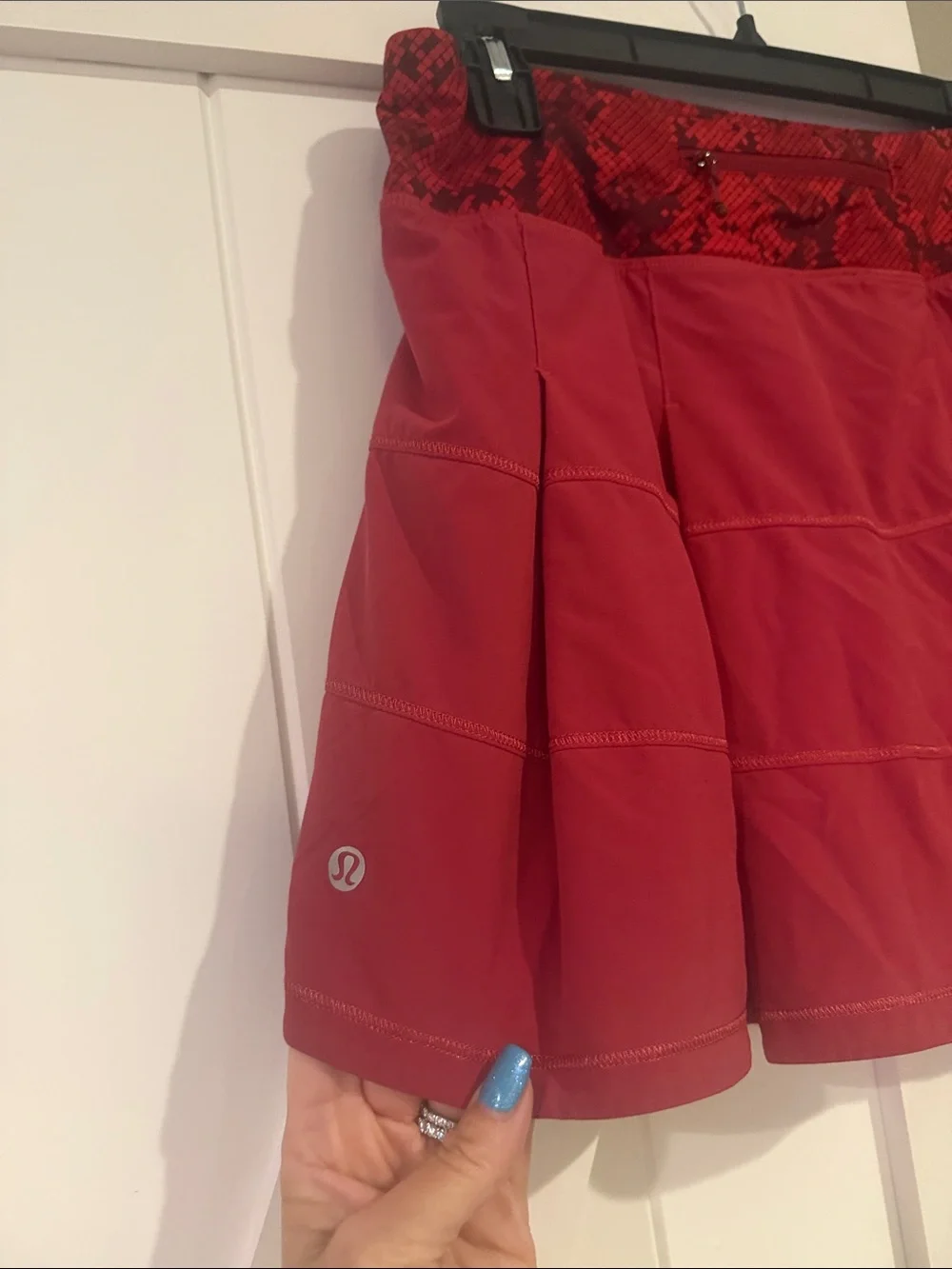 Lululemon Red Athletic Skirt with Snake-Print Waistband